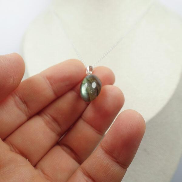 labradorite necklace, colorful light necklace, sterling silver necklace, oval gemstone necklace, diy necklace - Image 4