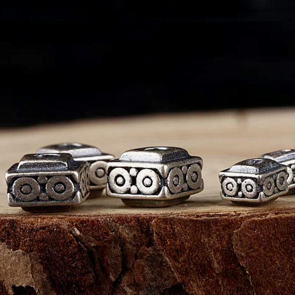 square bead, circle pattern bead, spacer bead, s925 sterling silver, silver bead, oxidized silver bead - Image 3