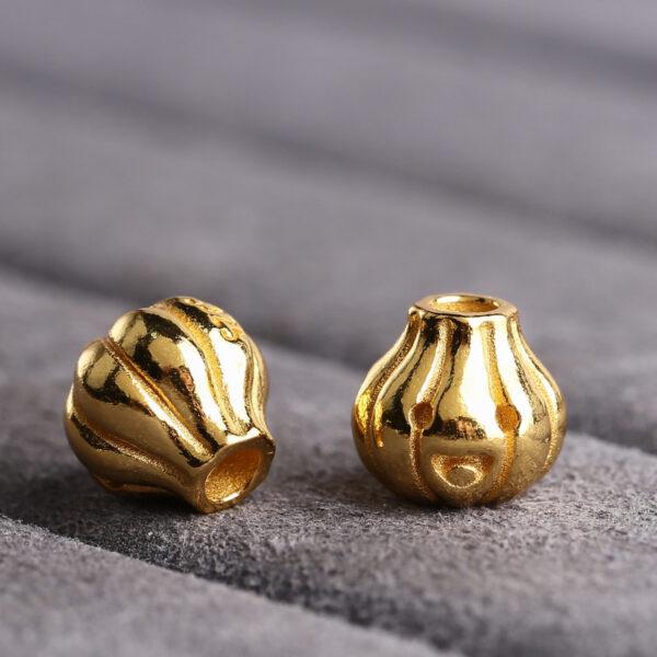 garlic bead, stripe pattern bead, spacer bead, s925 sterling silver, silver bead, gild bead, golden bead - Image 3