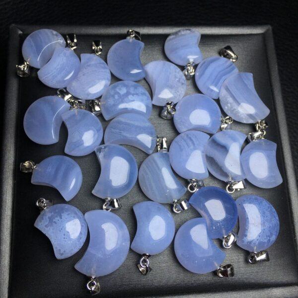 blue agate charm, moon charm, blue charm, sterling silver charm - Image 3