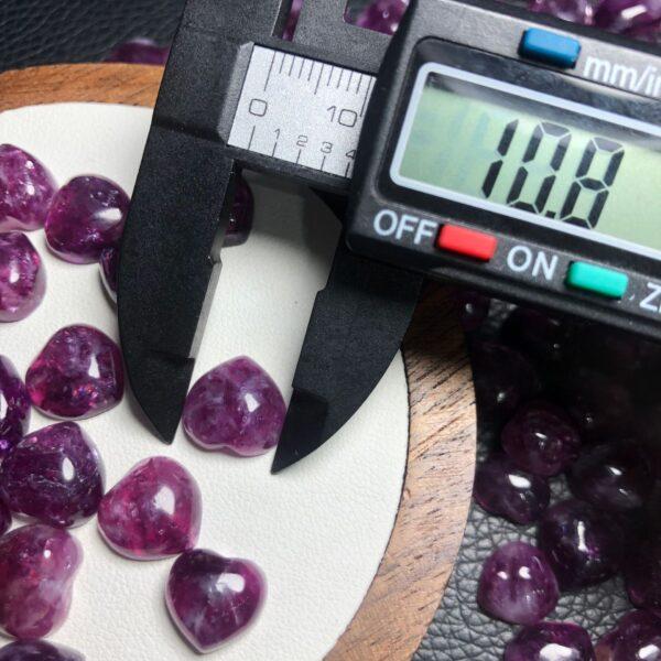 lepidolite bead, heart bead, purple bead, bezel gemstone, ring gemstone, pendant gemstone - Image 3