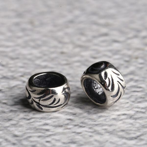 drum bead, vine bead, spacer bead, s925 sterling silver, silver bead, oxidized silver bead - Image 3