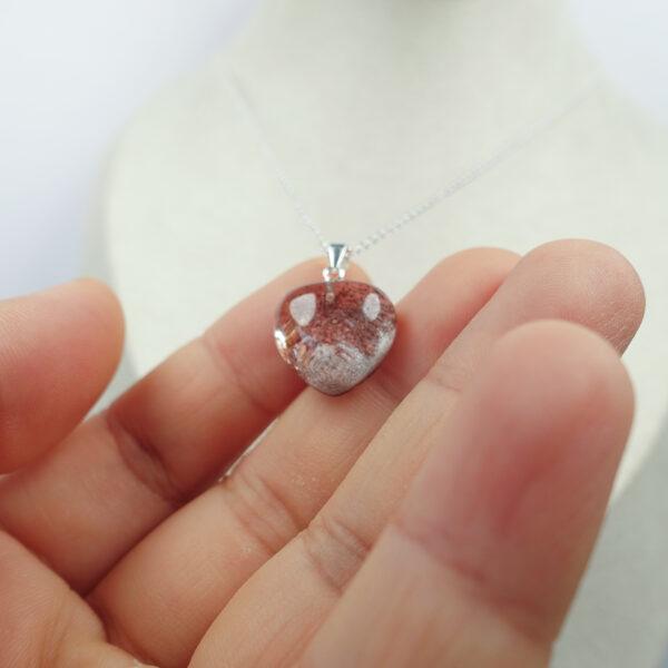 phantom quartz necklace, heart necklace, pendant necklace, sterling silver necklace, gemstone necklace, diy necklace - Image 3
