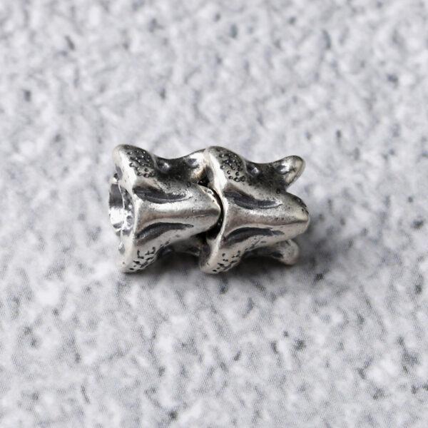 bone knot bead, spacer bead, s925 sterling silver, silver bead, oxidized silver bead - Image 3
