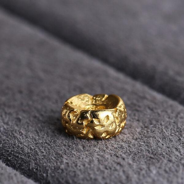 donut bead, crack surface bead, spacer bead, s925 sterling silver, sterling silver bead, golden bead, gild bead - Image 3