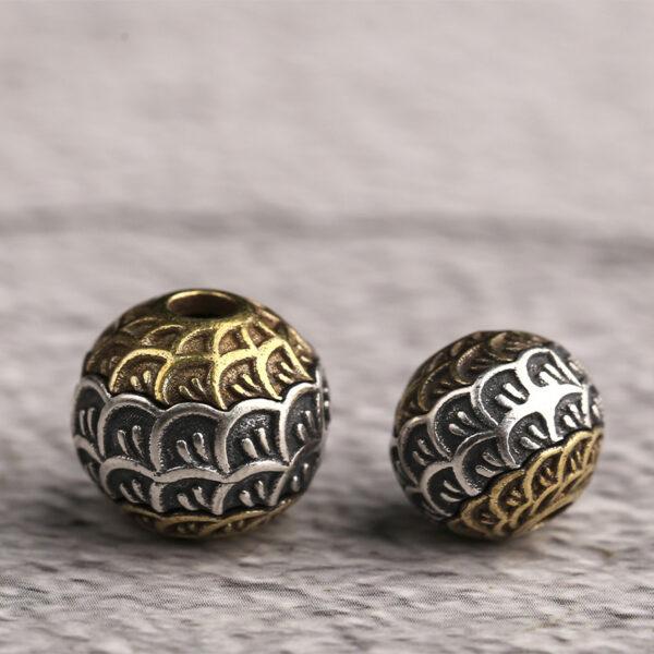 ball bead, dragon scale pattern bead, spacer bead, s925 sterling silver, silver bead, oxidized silver bead - Image 3