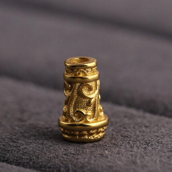 tower shape bead, flower pattern bead, spacer bead, s925 sterling silver, sterling silver bead, golden bead, gild bead - Image 3