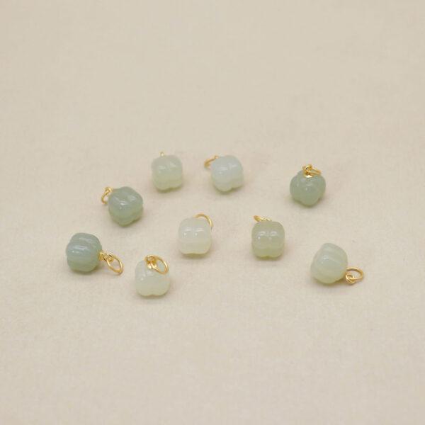 2pcs / 5 pcs persimmon charm, nephrite charm, light green charm, sterling silver charm, gild bead, golden charm - Image 4