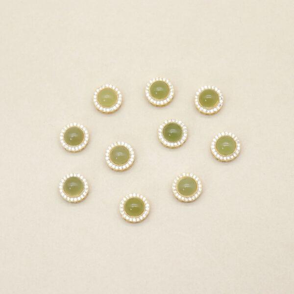 2pcs / 5 pcs round bead, bezel bead, nephrite bead, green bead, sterling silver bead, gild bead, golden bead - Image 3