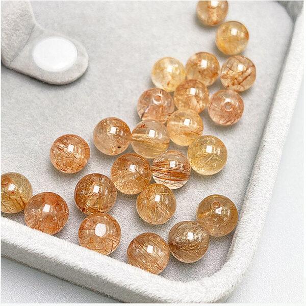 Copper Rutilated Quartz bead, round bead, through hole bead - Image 3
