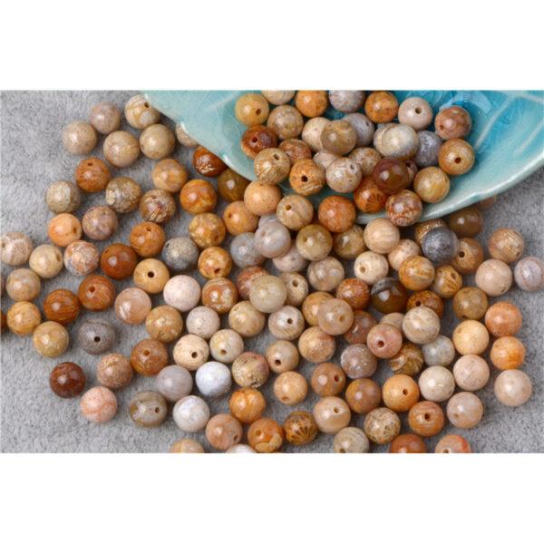 Agatized Coral bead, fossil coral bead, round bead, through hole bead - Image 3