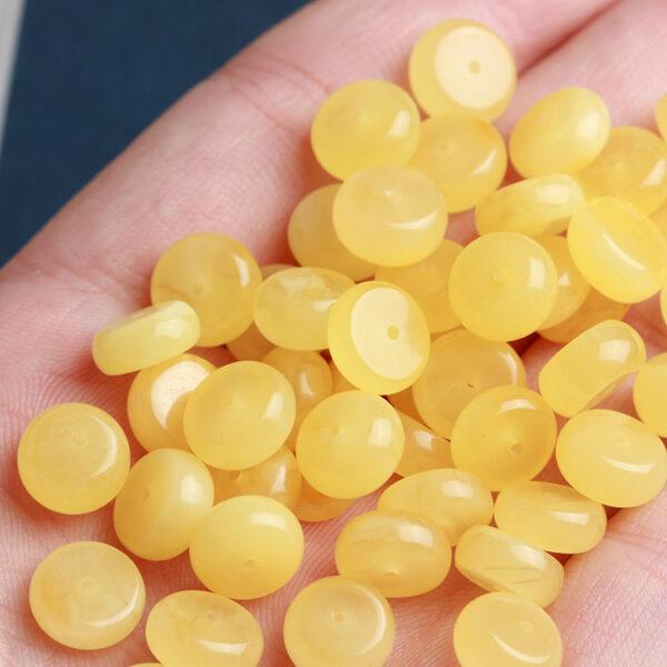 amber bead, yellow bead, rondelle bead, through hole bead - Image 3