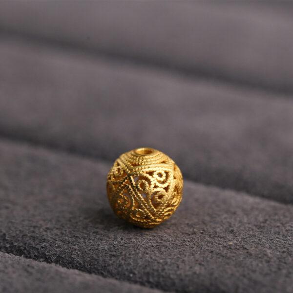 round bead, hollow bead, flower pattern bead, spacer bead, s925 sterling silver, sterling silver bead, golden bead, gild bead - Image 4