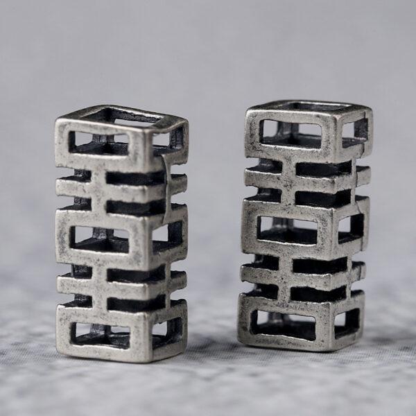 hollow 喜 bead, spacer bead, s925 sterling silver, silver bead, oxidized silver bead - Image 3