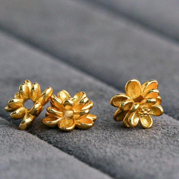 lotus flower bead, flower bead, spacer bead, s925 sterling silver, sterling silver bead, golden bead, gild bead - Image 3