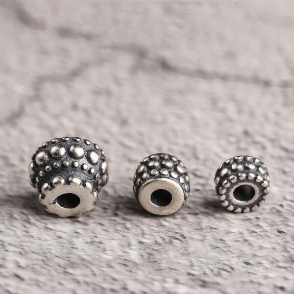 drum bead, small spots bead, spacer bead, s925 sterling silver, silver bead, oxidized silver bead - Image 3