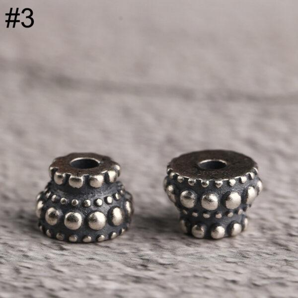 drum bead, small spots bead, spacer bead, s925 sterling silver, silver bead, oxidized silver bead - Image 6