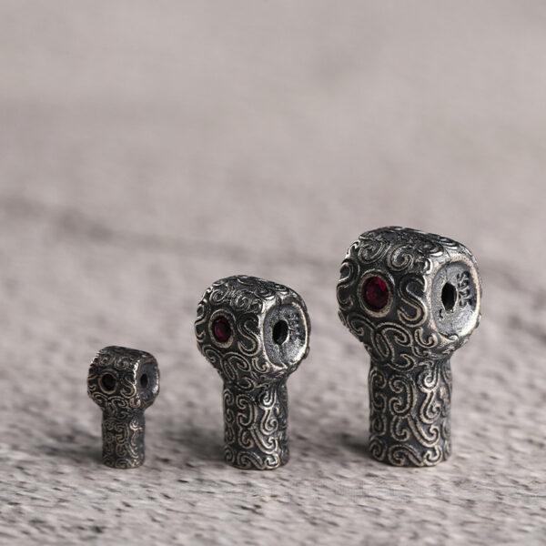 T drilled bead, cloud pattern bead, spacer bead, s925 sterling silver, silver bead, oxidized silver bead - Image 3