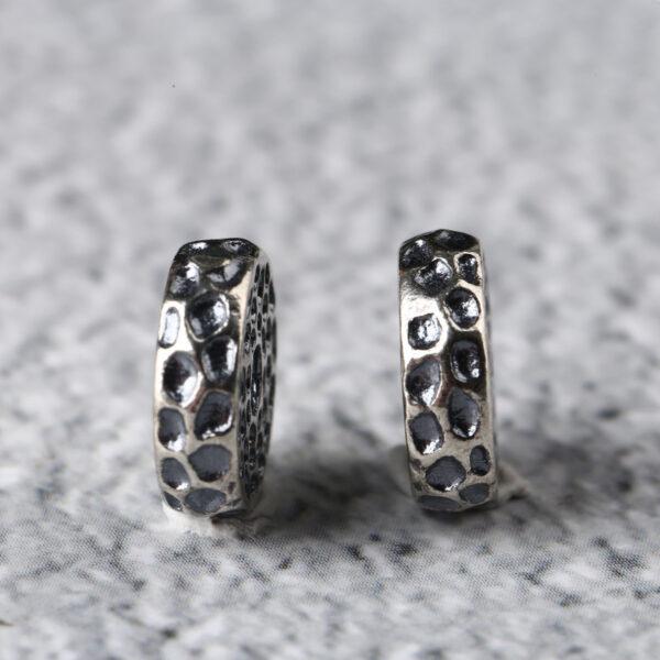 oblate bead, small pits pattern bead, spacer bead, s925 sterling silver, silver bead, oxidized silver bead - Image 3
