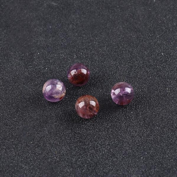 Amethyst Rutilated Quartz bead, purple bead, round bead, through hole bead - Image 3