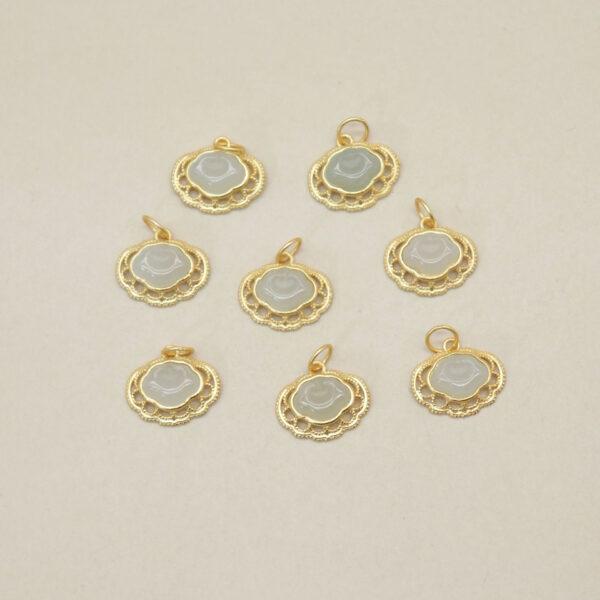 2pcs / 5 pcs cloud charm, nephrite charm, white charm, sterling silver charm, gild bead, golden charm - Image 3