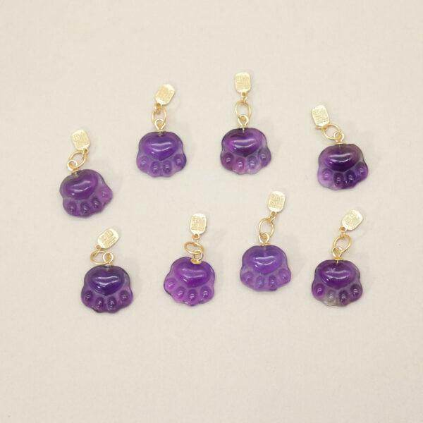 cat paw charm, amethyst charm, purple charm, sterling silver charm, gild bead, golden charm, 2pcs / 5 pcs - Image 3