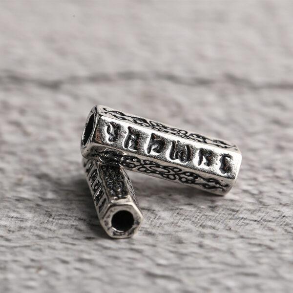 Hexagonal prism bead, tube bead, Buddhist Six-Syllable Mantra pattern bead, spacer bead, s925 sterling silver, silver bead, oxidized silver bead - Image 3