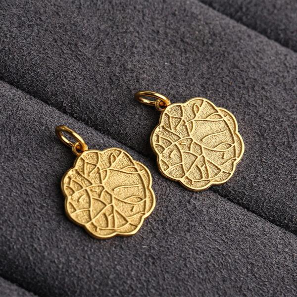flower charm, round bead, s925 sterling silver, golden charm, gild bead - Image 3