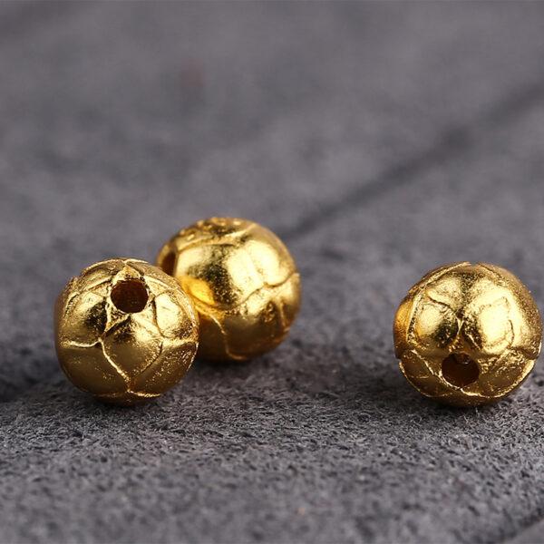lotus bud bead, round bead, flower bead, spacer bead, s925 sterling silver, sterling silver bead, golden bead, gild bead - Image 3