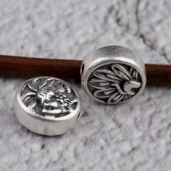 peacock bead, flower bead, round bead, spacer bead, s925 sterling silver, silver bead, oxidized silver bead - Image 4