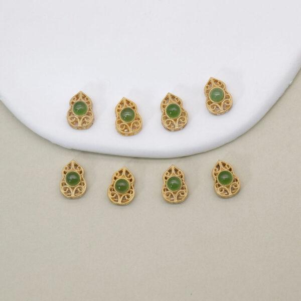 2pcs / 5 pcs bezel bead, gourd bead, nephrite bead, green bead, sterling silver bead, gild bead, golden bead - Image 4