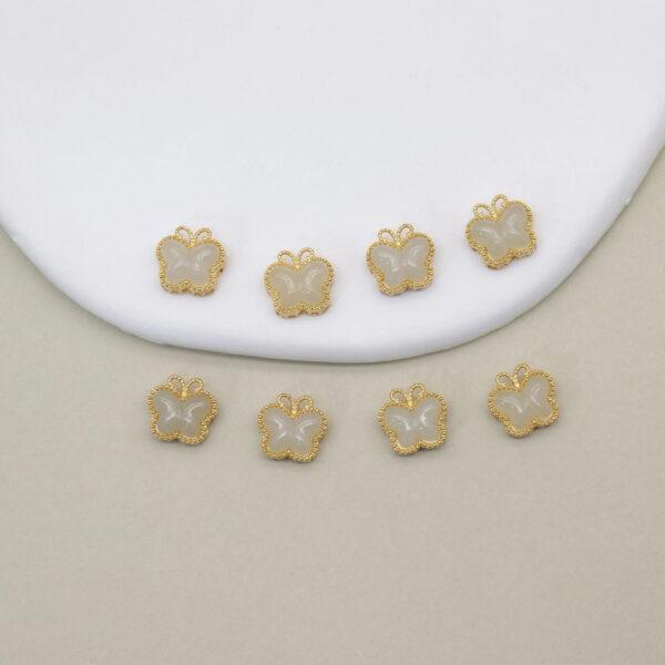 2pcs / 5 pcs bezel bead, butterfly bead, nephrite bead, white bead, sterling silver bead, gild bead, golden bead - Image 4