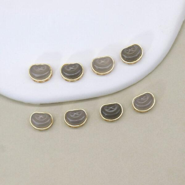 2pcs / 5 pcs ruyi flower bead, bezel bead, nephrite bead, smoky purple bead, sterling silver bead, gild bead, golden bead - Image 4