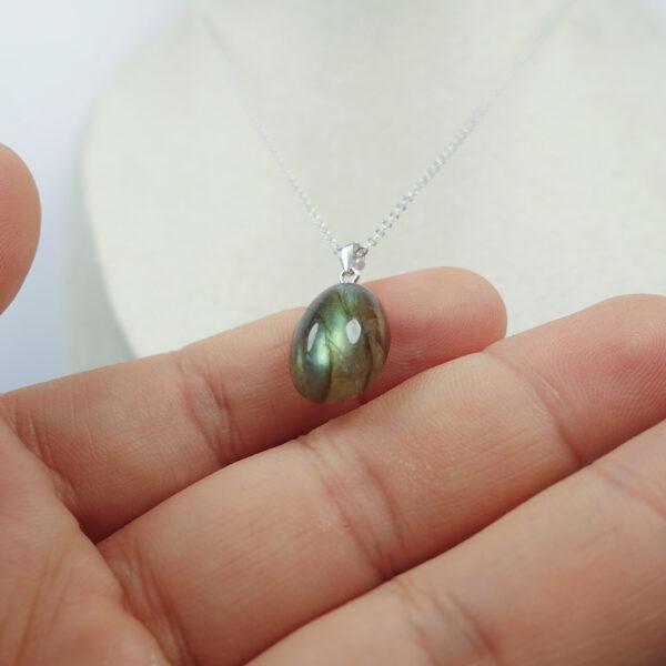 labradorite necklace, colorful light necklace, sterling silver necklace, oval gemstone necklace, diy necklace