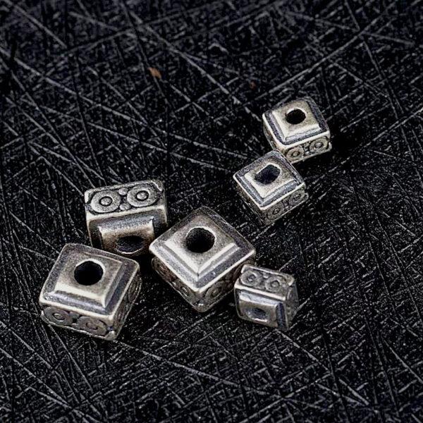 square bead, circle pattern bead, spacer bead, s925 sterling silver, silver bead, oxidized silver bead - Image 4