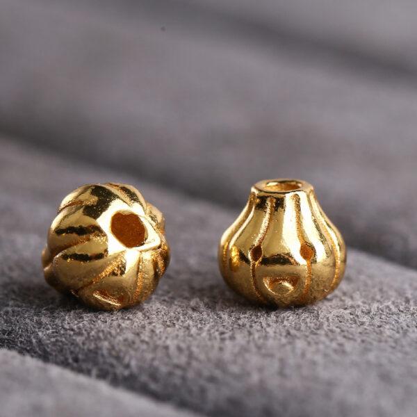 garlic bead, stripe pattern bead, spacer bead, s925 sterling silver, silver bead, gild bead, golden bead - Image 4