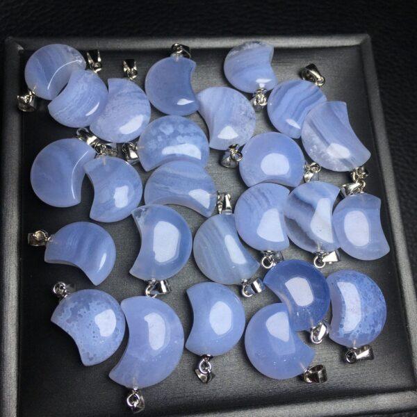blue agate charm, moon charm, blue charm, sterling silver charm - Image 4