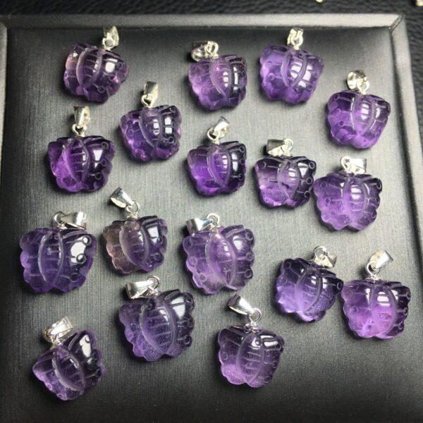 amethyst charm, butterfly charm, purple charm, clear charm, sterling silver charm - Image 4