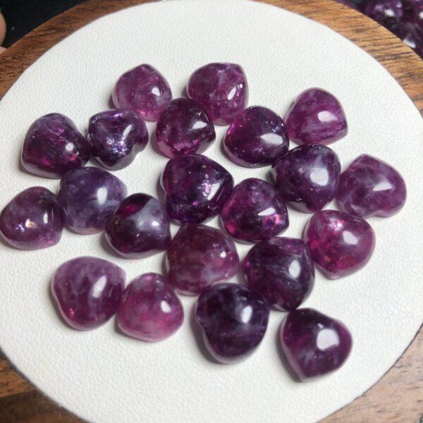 lepidolite bead, heart bead, purple bead, bezel gemstone, ring gemstone, pendant gemstone - Image 4