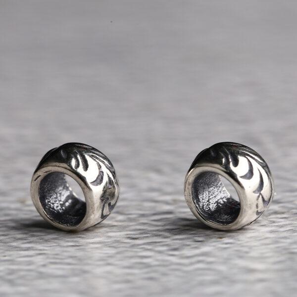 drum bead, vine bead, spacer bead, s925 sterling silver, silver bead, oxidized silver bead - Image 4