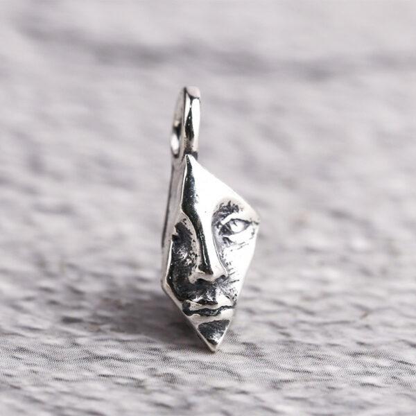 half face charm, s925 sterling silver, silver bead, silver charm, oxidized silver bead - Image 4