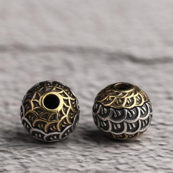 ball bead, dragon scale pattern bead, spacer bead, s925 sterling silver, silver bead, oxidized silver bead - Image 4