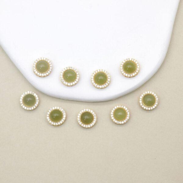 2pcs / 5 pcs round bead, bezel bead, nephrite bead, green bead, sterling silver bead, gild bead, golden bead - Image 4
