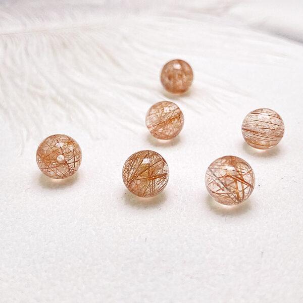 Copper Rutilated Quartz bead, round bead, through hole bead - Image 4