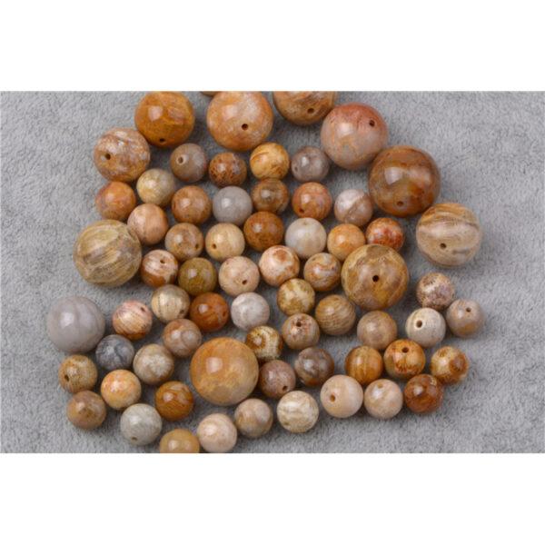 Agatized Coral bead, fossil coral bead, round bead, through hole bead - Image 4