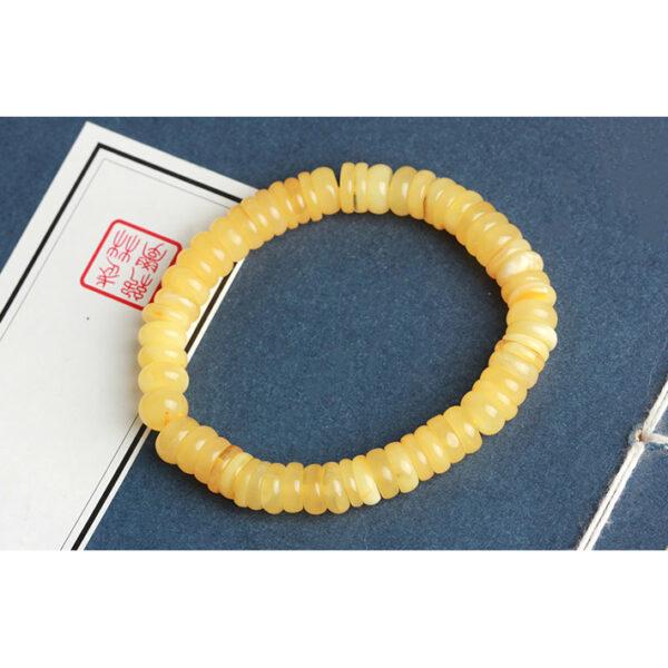 amber bead, yellow bead, rondelle bead, through hole bead - Image 4