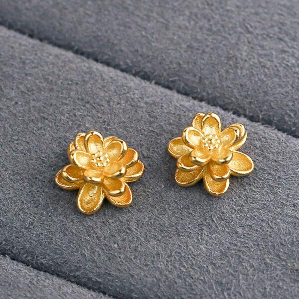 lotus flower bead, flower bead, spacer bead, s925 sterling silver, sterling silver bead, golden bead, gild bead - Image 4