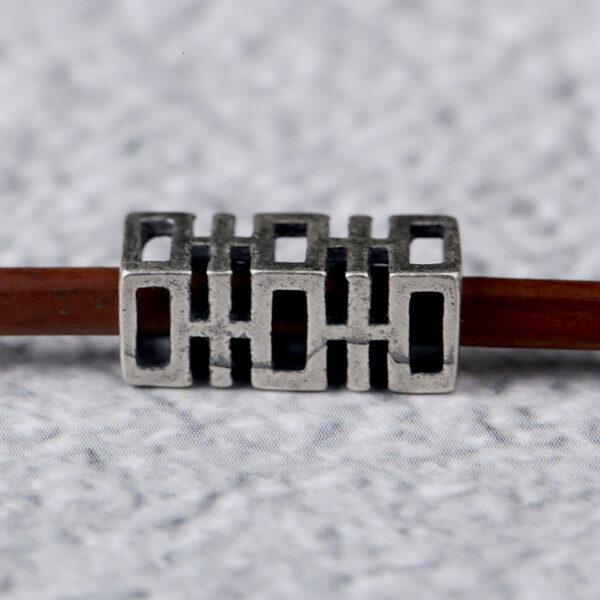 hollow 喜 bead, spacer bead, s925 sterling silver, silver bead, oxidized silver bead - Image 4