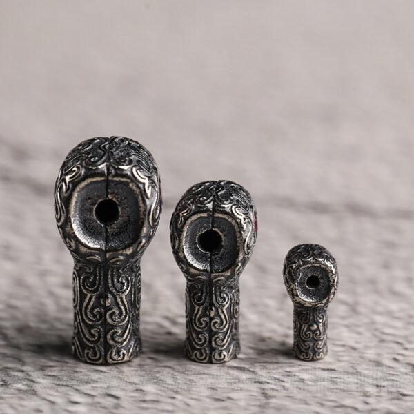 T drilled bead, cloud pattern bead, spacer bead, s925 sterling silver, silver bead, oxidized silver bead - Image 4