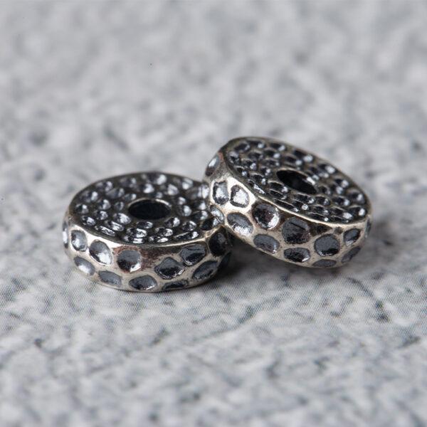 oblate bead, small pits pattern bead, spacer bead, s925 sterling silver, silver bead, oxidized silver bead - Image 4